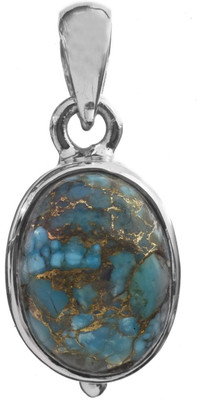 Exotic India Designer Turquoise Sterling Silver Pendant
