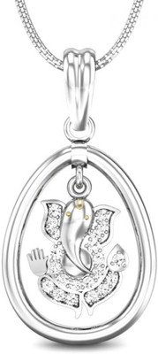 Candere Avaneesh Rhodium Plated Diamond White Gold Pendant