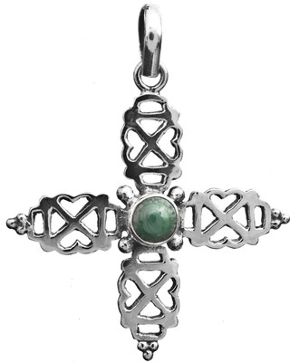 Exotic India Cross Malachite Sterling Silver Pendant Exotic India Cross Malachite Sterling Silver Pendant