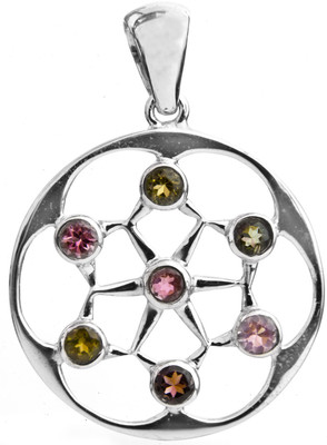 Exotic India Faceted Tourmaline Sterling Silver Pendant