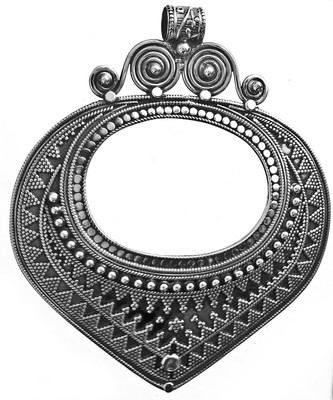 Exotic India Large with Granulation work and Spiral Sterling Silver Pendant