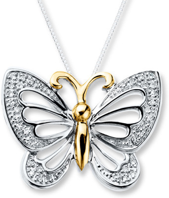 33% OFF on Aamanat Butterfly 18K Yellow Gold Plated Swarovski Crystal Sterling Silver Pendant