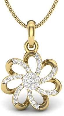 KuberBox Tipsy Flower 18K Diamond Yellow Gold Pendant
