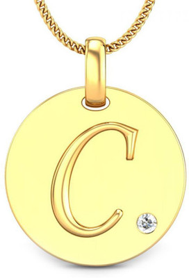 Candere Initials C Aesthetic Embossed 18K Diamond Yellow Gold Pendant