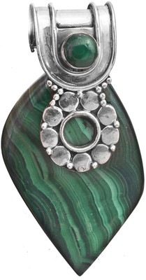 Exotic India Designer Malachite Sterling Silver Pendant