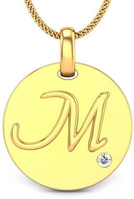 Candere Initials M Aesthetic Embossed 18K Diamond Yellow Gold Pendant