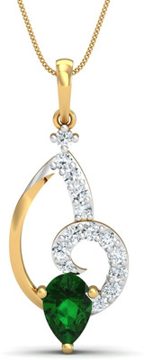 KuberBox Imperial 14K Diamond, Emerald Gold Pendant