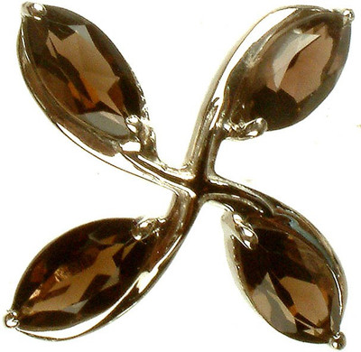 Exotic India Four Petalled Flower Quartz Sterling Silver Pendant