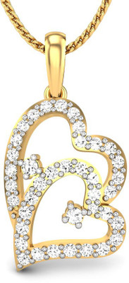 Candere Lucy Love Diamond Rhodium Plated 18K Yellow Gold Pendant