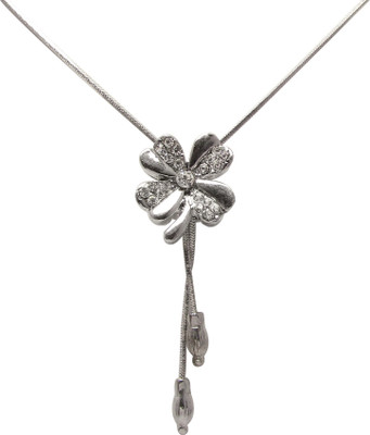 72% OFF on Jewelz White Stone Flower Metal Pendant