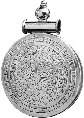 Exotic India Carved Flower Sterling Silver Pendant