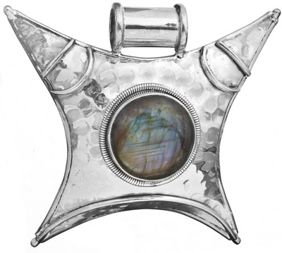 Exotic India Labradorite Large Sterling Silver Pendant
