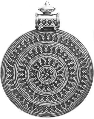 Exotic India Shield with Granulation Work Sterling Silver Pendant