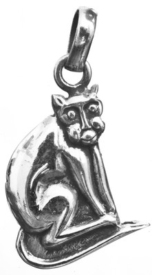 Exotic India Cat Sterling Silver Pendant