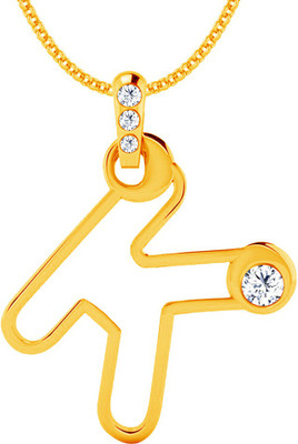 40% OFF on Jacknjewel Feather Touch K 14K Yellow Gold Plated Diamond Gold Pendant