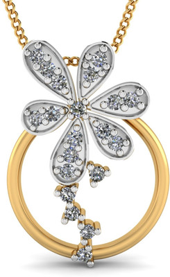 30% OFF on KuberBox Flower Sparkle 18K Diamond Yellow Gold Pendant