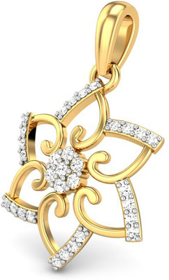 Candere Solitaire Star Rhodium Plated 14K Yellow Gold Pendant