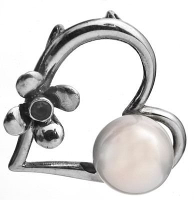 Exotic India Designer Amethyst, Pearl Sterling Silver Pendant