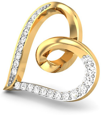 Candere Heart Shaped Rhodium Plated 18K Yellow Gold Pendant Candere Heart Shaped Rhodium Plated 18K Yellow Gold Pendant