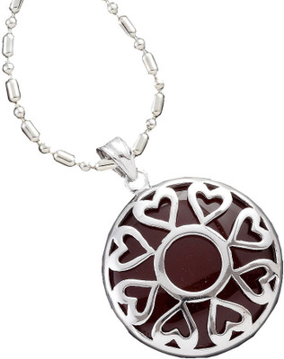 22% OFF on Aapno Rajasthan Round Agate Pendant Silver Locket