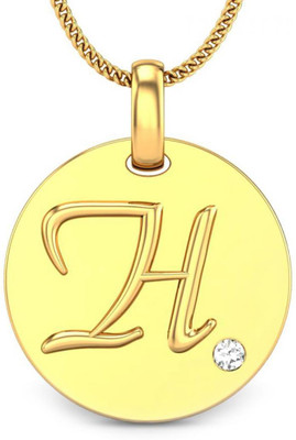 Candere Initials H Aesthetic Embossed 18K Diamond Yellow Gold Pendant