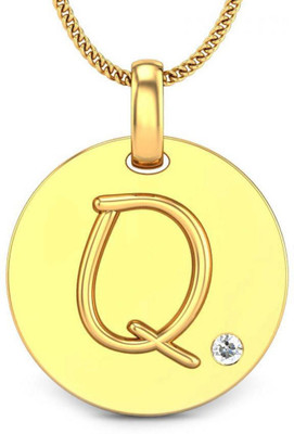 Candere Initials Q Aesthetic Embossed 18K Diamond Yellow Gold Pendant