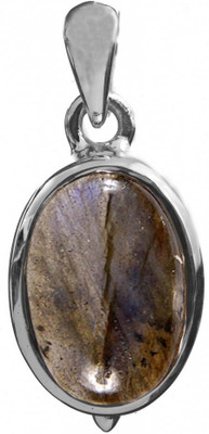 Exotic India Labradorite Oval Sterling Silver Pendant