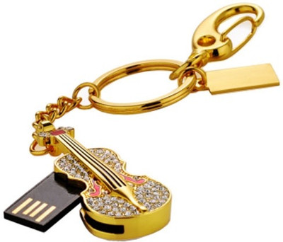 Microware Golden Guitar Shape 16 GB  Pen Drive (Gold) 