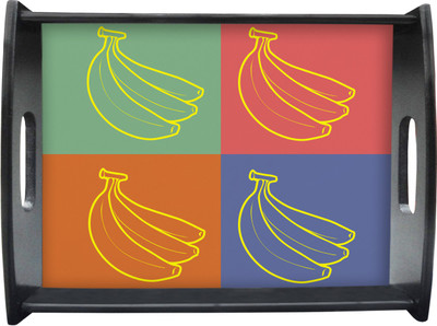 71% OFF on Sajawathomes Three Tone Banana Pattern Printed Wood Tray Multicolor, Pack of 1