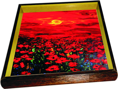 15% OFF on Panache Serves Hammered Wood Tray Multicolor, Pack of 1