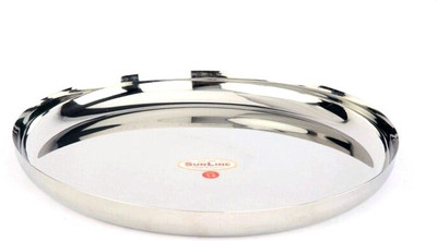 Sunline 21g Apple Design Thali Piece Solid Silver Plate Set Steel, Pack of 6