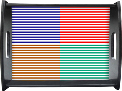 71% OFF on Sajawathomes Colored Line Pattern Printed Wood Tray Multicolor, Pack of 1