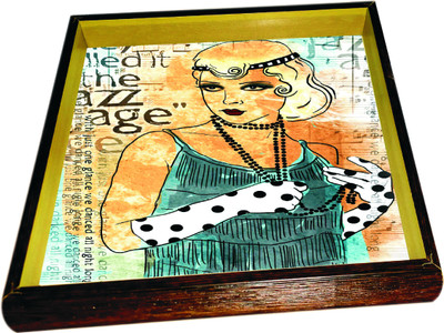 53% OFF on Panache Serves Hammered Wood Tray Multicolor, Pack of 1