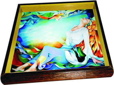 20% OFF on Panache Serves Hammered Wood Tray Multicolor, Pack of 1