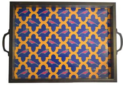 3% OFF on The Orange Sand Ahir Bird Bly Printed Wood Tray Yellow, Blue, Pack of 1