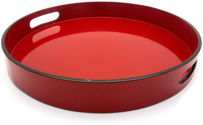 39% OFF on Giftease Round Lacquer 13 Inch Solid Wood Tray Red, Pack of 1
