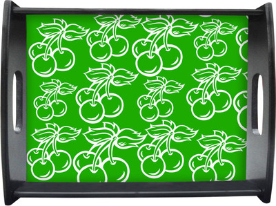 71% OFF on Sajawathomes Green Background White Grapes Pattern Printed Wood Tray Multicolor, Pack of 1