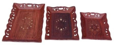 55% OFF on Onlineshoppee Afr533 Solid Wood Tray Set Brown, Pack of 3 55% OFF on Onlineshoppee Afr533 Solid Wood Tray Set Brown, Pack of 3