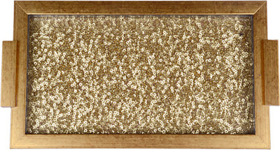 Grace Occasions Sequence Work Gold Embellished Wood Tray Gold, Pack of 1