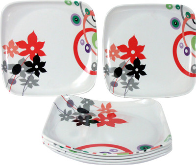 42% OFF on KBE Flower Printed Melamine Plate Set Black, Red, Pack of 6 42% OFF on KBE Flower Printed Melamine Plate Set Black, Red, Pack of 6
