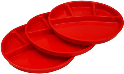 ASP Polyplast Kitchenpride Solid Plastic Plate Set Red, Pack of 3 ASP Polyplast Kitchenpride Solid Plastic Plate Set Red, Pack of 3