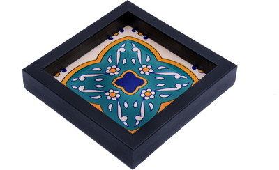 30% OFF on Sangu Studio Boutique Multicolor Flower Sand Stone Tile Serving Solid Wood Tray Multicolor, Pack of 1