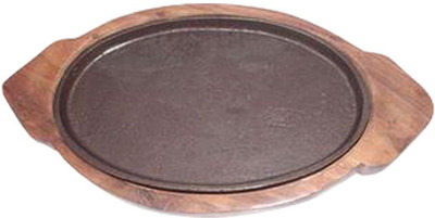 17% OFF on Accedre Hot Sizzler Tray with Wooden Base Solid Wood, Iron Tray Multicolor, Pack of 1