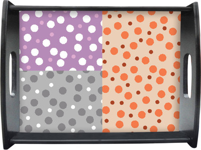 71% OFF on Sajawathomes Four Square Polka Dot Pattern Printed Wood Tray Multicolor, Pack of 1