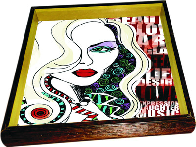 53% OFF on Panache Serves Hammered Wood Tray Multicolor, Pack of 1