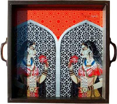 3% OFF on The Orange Sand TAMARA DOOR Printed Wood Tray Orange, Pack of 1