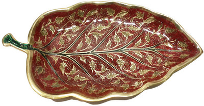 41% OFF on Indiangiftbazaar IGB Designer Leaf Shaped Tray Solid Gold Plated Tray Gold, Pack of 1