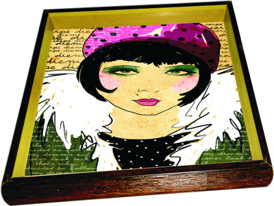 58% OFF on Panache Serves Hammered Wood Tray Multicolor, Pack of 1