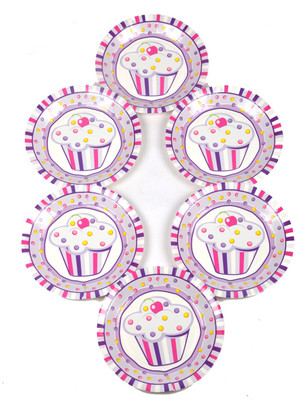 4% OFF on Funcart Sweettre At Cup Cake Pink Theme 9 Printed Paper Plate