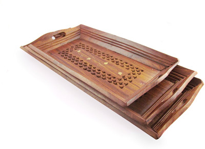45% OFF on Pindia Fancy Brass Worked Solid Wood Tray Set Brown, Pack of 3 45% OFF on Pindia Fancy Brass Worked Solid Wood Tray Set Brown, Pack of 3